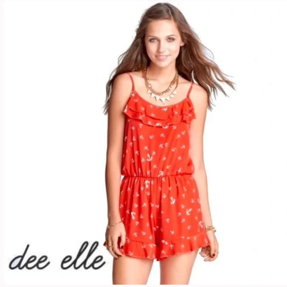 Dee Elle Red Anchor Romper